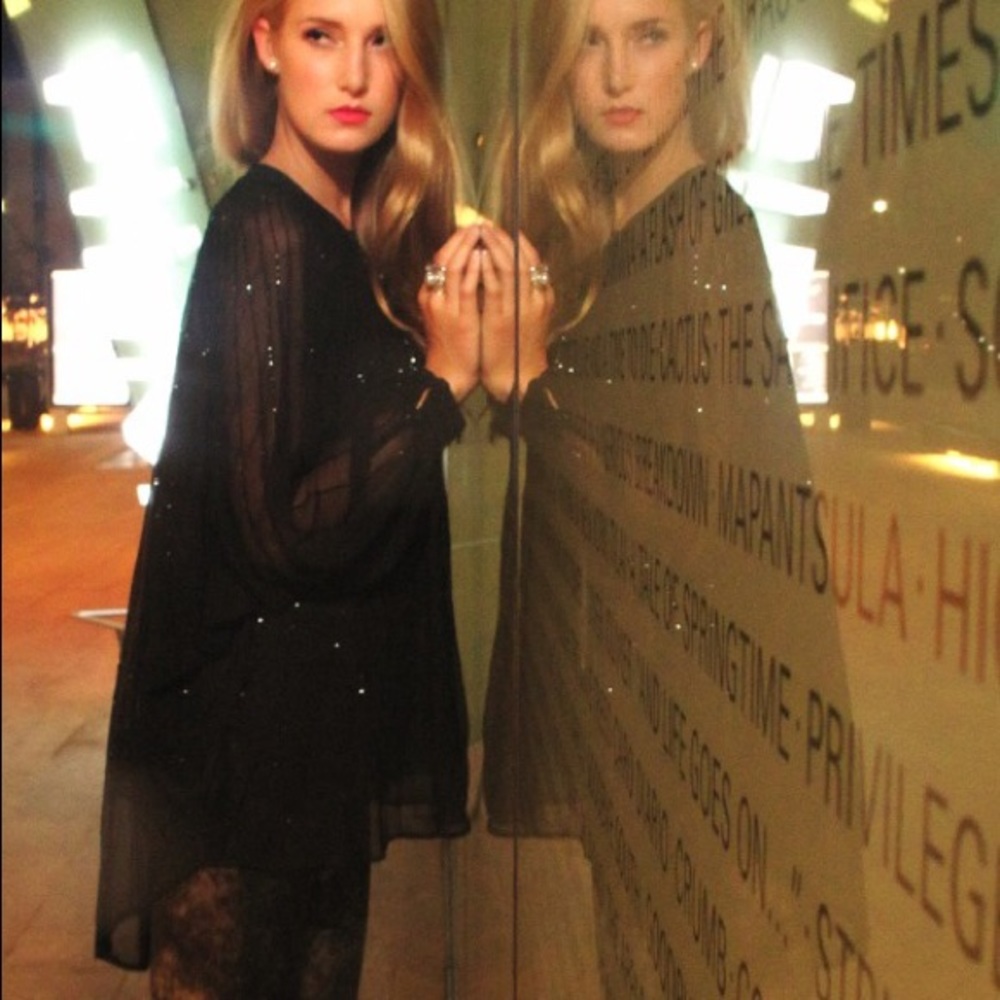 Romeo & Juliet Couture Black Sheer Beaded Gossip Girl Dress